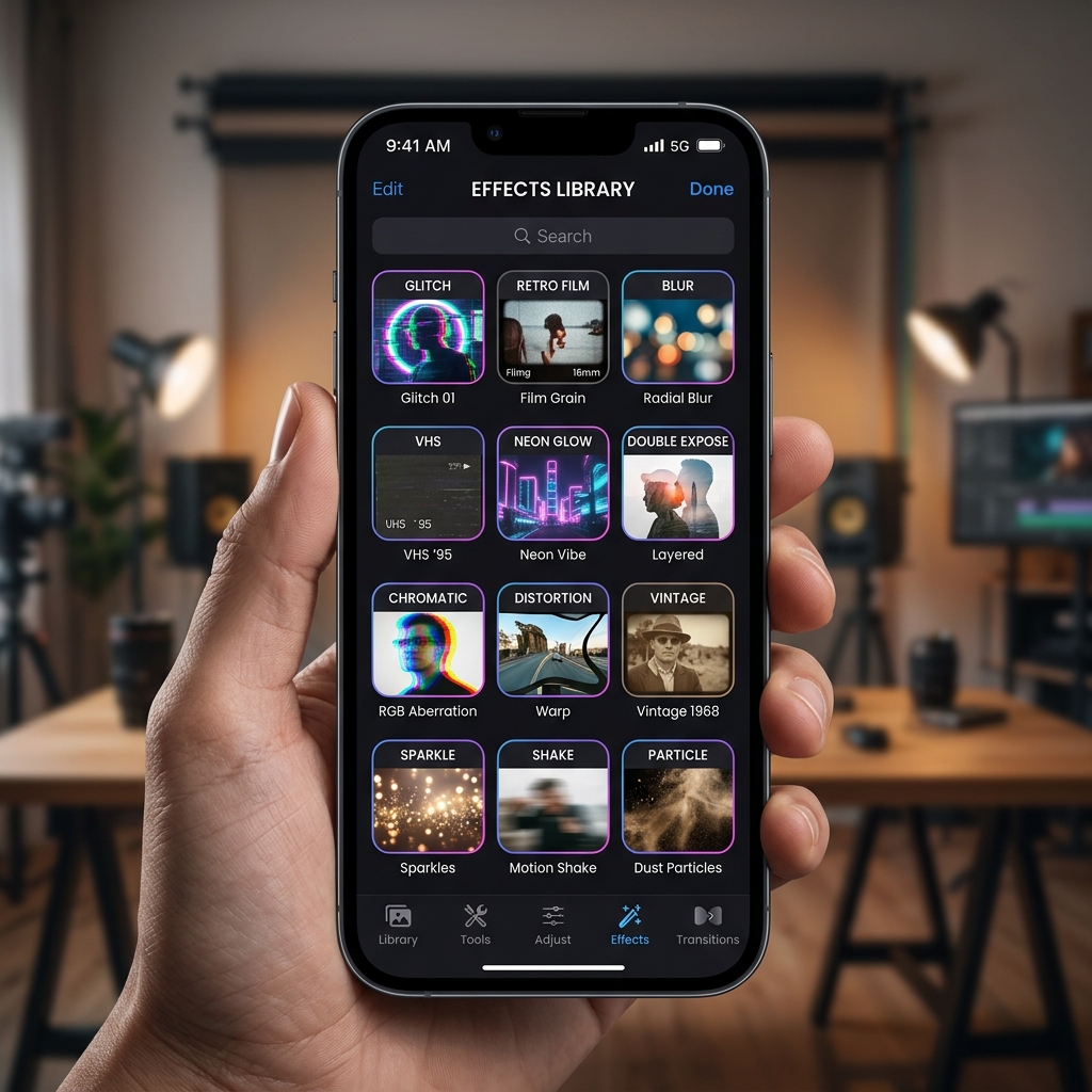 CapCut effects library interface mockup