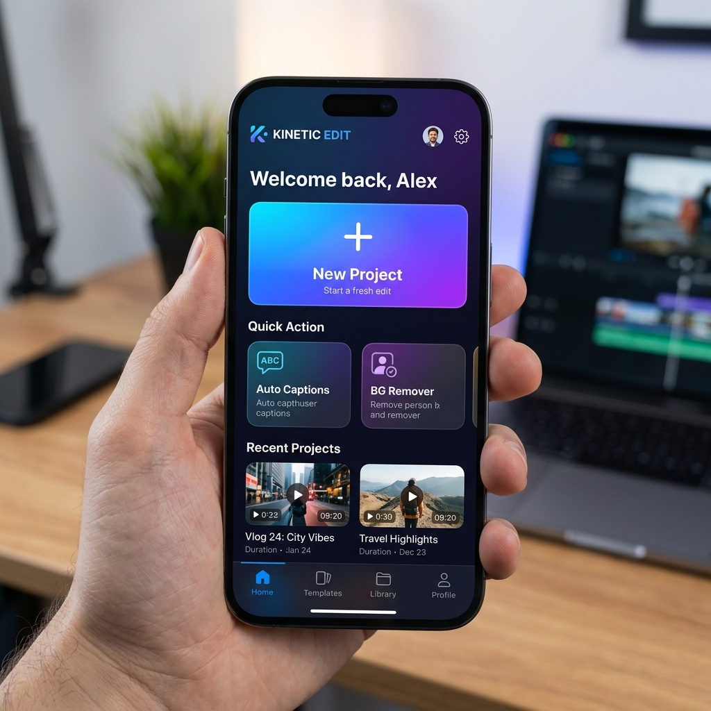 CapCut project home screen with editing tools